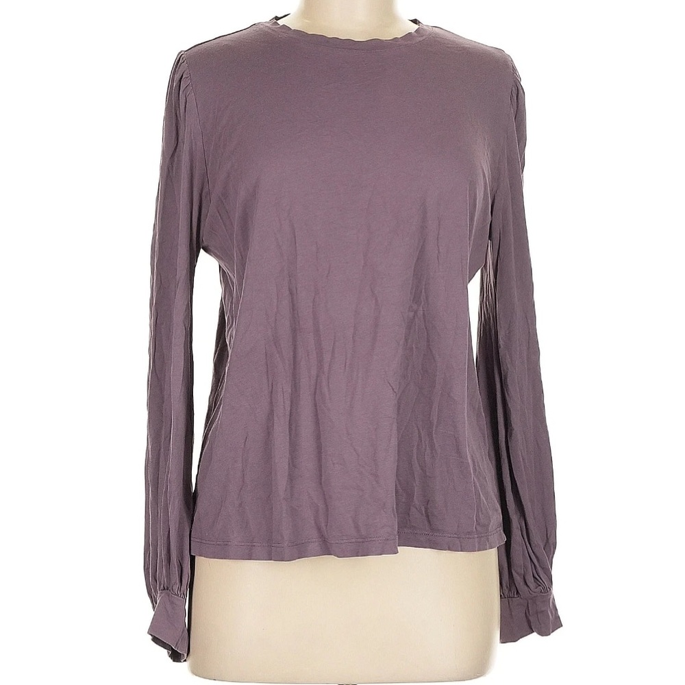 Lunya Long Puff Sleeve Tee Shirt Organic Pima Cotton Purple Size Medium - Picture 2 of 8